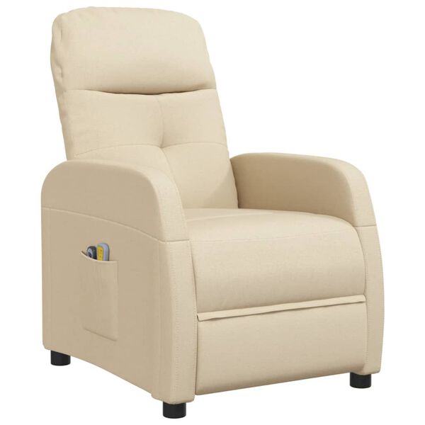 vidaXL Fauteuil de massage Cr&egrave;me Tissu