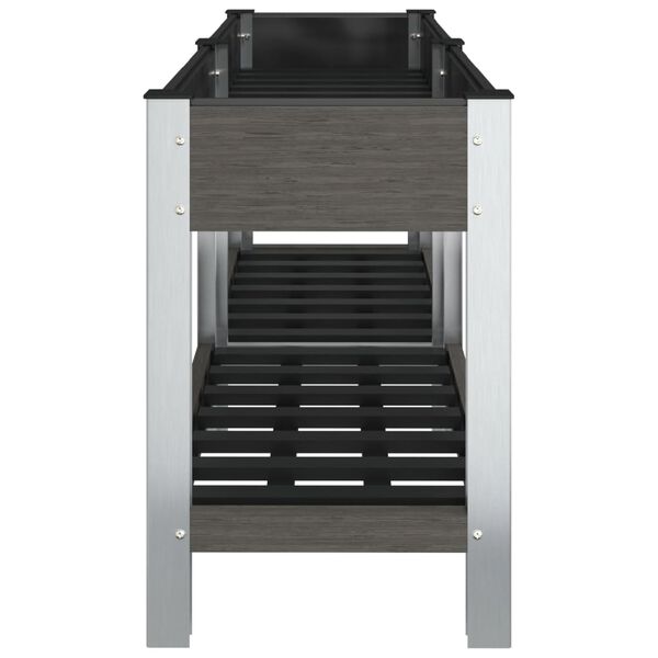 vidaXL Lit sur&eacute;lev&eacute; de jardin avec &eacute;tag&egrave;re Gris 150x50x75 cm WPC