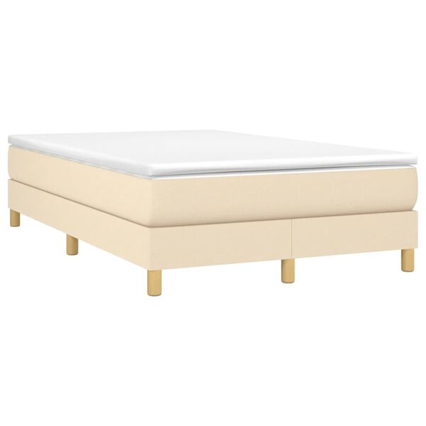 vidaXL Sommier &agrave; lattes de lit avec matelas cr&egrave;me 120x190 cm tissu