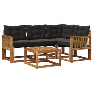 vidaXL Ensemble de canap&eacute;s d'ext&eacute;rieur 5 pcs Naturel et noir