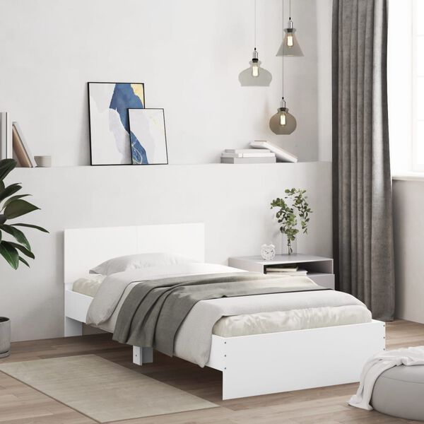 vidaXL Cadre de lit sans matelas avec tête de lit blanc 100x200 cm