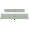 vidaXL Lit &agrave; ressort LED avec matelas Gris clair 200 x 200 cm Velours