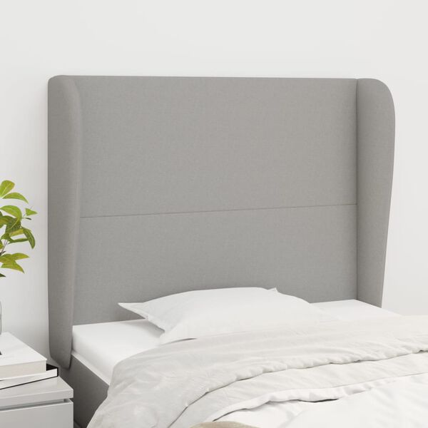 vidaXL T&ecirc;te de lit avec oreilles Gris clair 103x23x118/128 cm Tissu