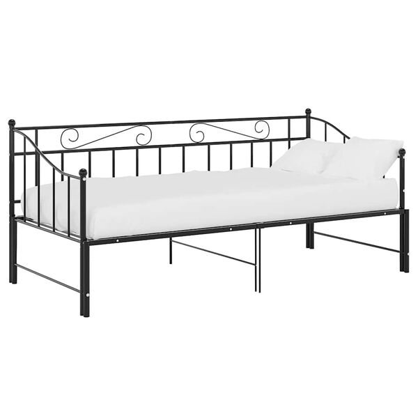 vidaXL Cadre de canap&eacute;-lit extensible sans matelas Noir M&eacute;tal 90x200cm