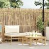 vidaXL Salon de jardin 3 pcs avec coussins blanc cr&egrave;me Bambou