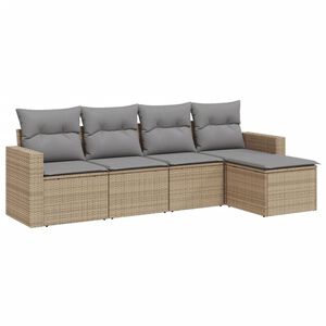 vidaXL Salon de jardin avec coussins 5 pcs beige r&eacute;sine tress&eacute;e