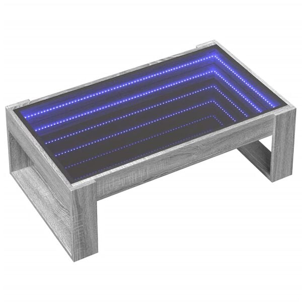 vidaXL Table basse avec LED infini sonoma gris 90x53x30 cm