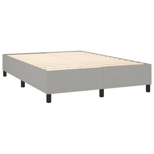 vidaXL Sommier &agrave; lattes de lit avec matelas Gris clair 140x190cm Tissu