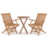 vidaXL Ensemble &agrave; manger de jardin 3 pcs Bois de teck massif