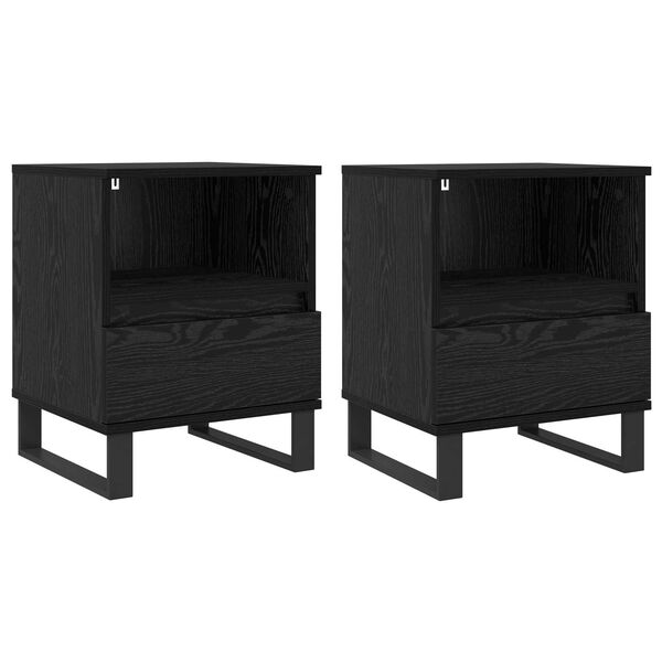 vidaXL Armoire de lit Ch&ecirc;ne noir 40 x 35 x 50 cm Bois d'ing&eacute;nierie