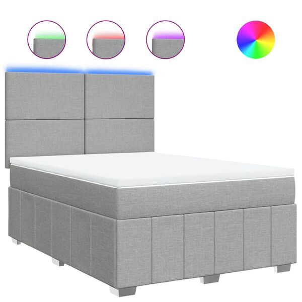 vidaXL Sommier &agrave; lattes de lit avec matelas Gris clair 140x190cm Tissu