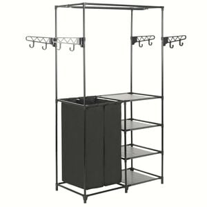 vidaXL Porte-v&ecirc;tements Acier et tissu non-tiss&eacute; 87x44x158 cm Noir