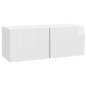 vidaXL Meuble TV mural Montage mural Blanc brillant 78,5 x 31 x 30 cm