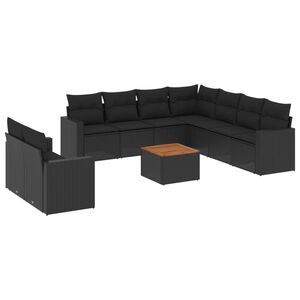 vidaXL Salon de jardin 10 pcs avec coussins noir r&eacute;sine tress&eacute;e