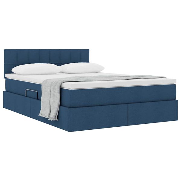 vidaXL Lit avec rangement et matelas avec matelas Bleu 140 x 190 cm