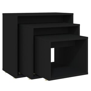 vidaXL Tables gigognes 3 pcs Noir Agglom&eacute;r&eacute;