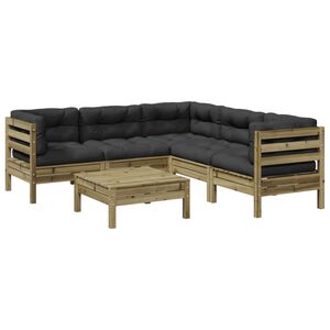 vidaXL Salon de jardin 6 pcs avec coussins bois de pin impr&eacute;gn&eacute;