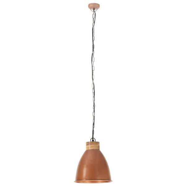 vidaXL Lampe suspendue industrielle Cuivre Fer et bois solide 35cm E27