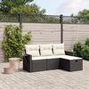 vidaXL Salon de jardin 4 pcs avec coussins noir r&eacute;sine tress&eacute;e