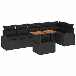 vidaXL Ensemble de canap&eacute; de jardin avec coussin 7 pcs Noir
