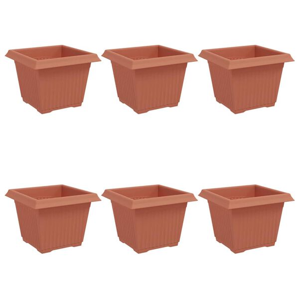 vidaXL Pot de Fleurs Carr&eacute; 6 pcs Rouge brique 23 x 23 x 17,5 cm