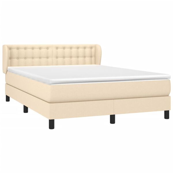 vidaXL Sommier &agrave; lattes de lit avec matelas Cr&egrave;me 140x190 cm Tissu