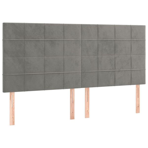 vidaXL T&ecirc;te de lit Gris clair 200x5x118/128 cm Velours