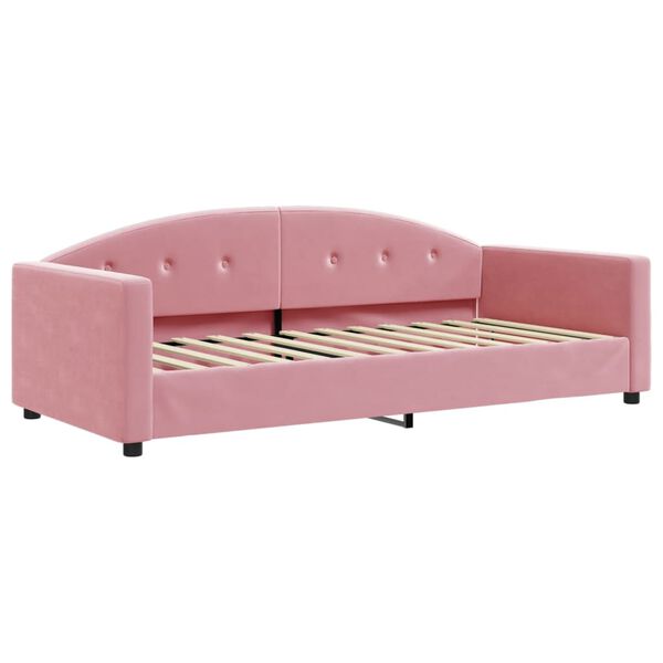vidaXL Lit de jour avec gigogne et matelas rose 90x200 cm velours