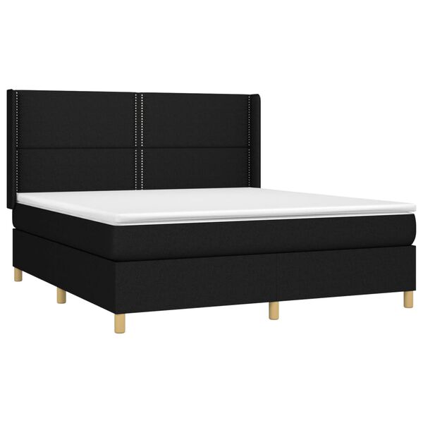 vidaXL Sommier &agrave; lattes de lit matelas et LED Noir 180x200 cm Tissu