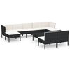 vidaXL Salon de jardin 10 pcs avec coussins R&eacute;sine tress&eacute;e Noir