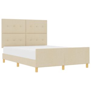 vidaXL Cadre de lit avec t&ecirc;te de lit Cr&egrave;me 140 x 190 cm tissu