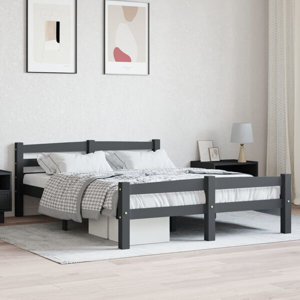 vidaXL Cadre de lit sans matelas gris foncé pin massif 120x200 cm