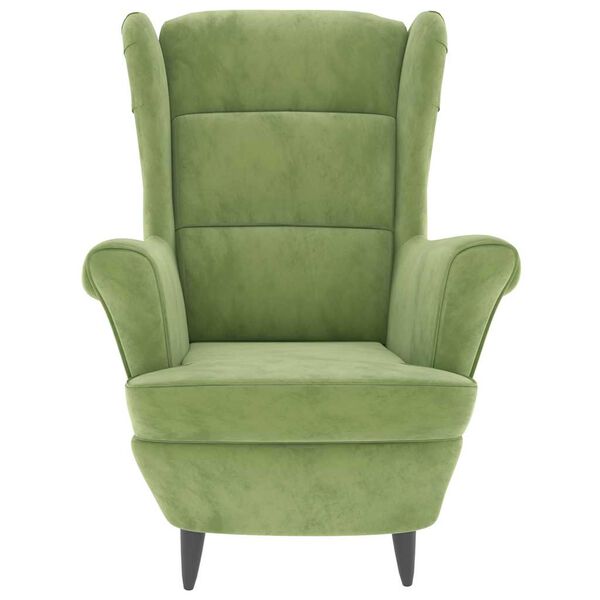 vidaXL Fauteuil à oreilles avec tabouret vert clair velours