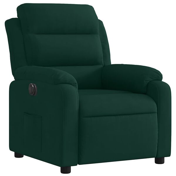 vidaXL Fauteuil inclinable électrique vert foncé velours