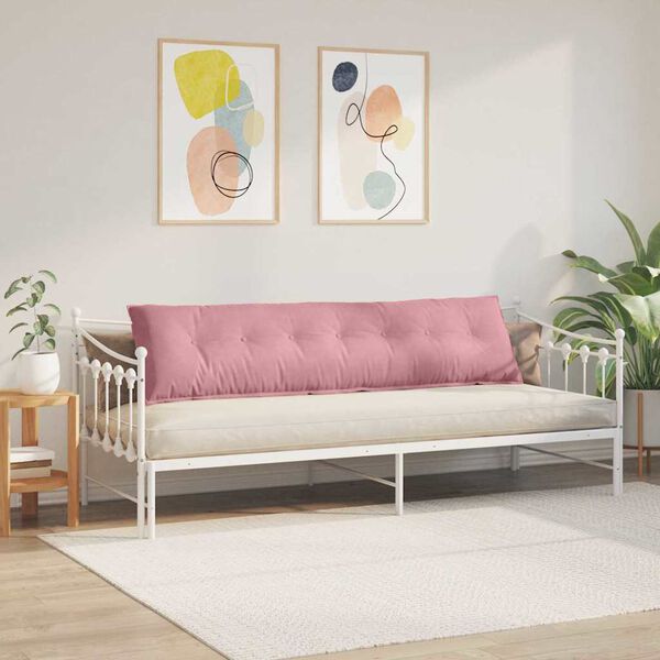 vidaXL Coussin de Dos Rose 200 x 50 cm Tissu en velours c&ocirc;tel&eacute;