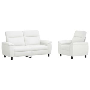 vidaXL Ensemble de Canap&eacute;s 2 pcs Blanc Tissu