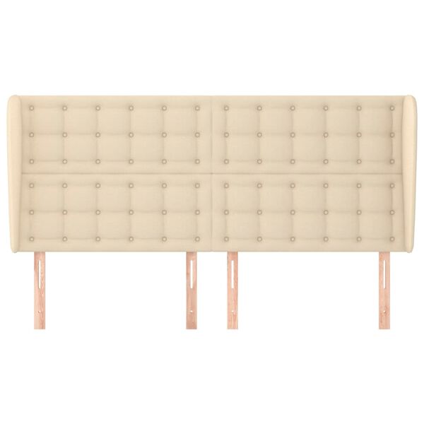vidaXL T&ecirc;te de lit avec oreilles Cr&egrave;me 163x23x118/128 cm Tissu