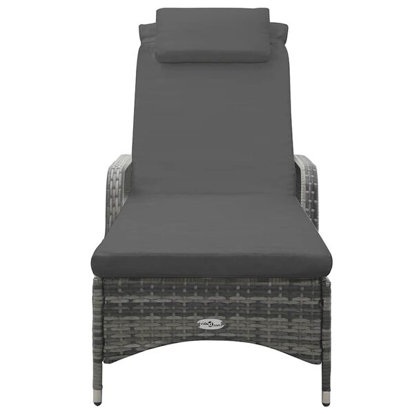vidaXL Chaise longue avec roues Résine tressée Anthracite
