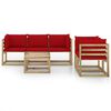 vidaXL Salon de jardin 6 pcs avec coussins rouge