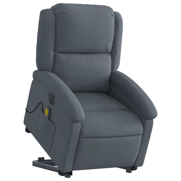 vidaXL Fauteuil inclinable de massage &eacute;lectrique gris fonc&eacute; velours