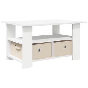 vidaXL Table basse avec tiroir Blanc 77 x 55 x 42 cm Bois d'ing&eacute;nierie