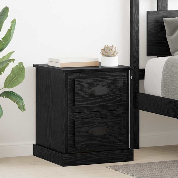 vidaXL Cabinet de chevet avec tiroir Chêne noir 39 x 39 x 47.5 cm