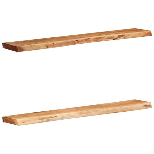 vidaXL &Eacute;tag&egrave;res murales 2 pcs 100x20x3,5 cm bois massif d'acacia