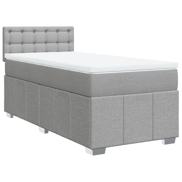 vidaXL Sommier &agrave; lattes de lit avec matelas gris clair 80x200 cm tissu
