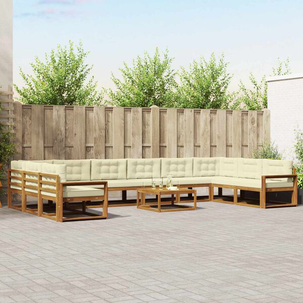 vidaXL Ensemble de canap&eacute;s d'ext&eacute;rieur 11 pcs Naturel et Cr&egrave;me
