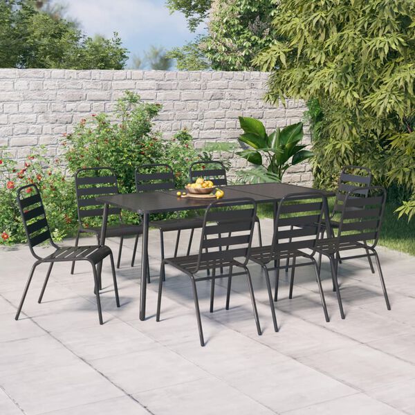 vidaXL Ensemble &agrave; manger de jardin 9 pcs anthracite acier