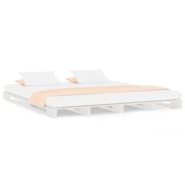 vidaXL Lit de palette sans matelas blanc 140x190 cm bois massif