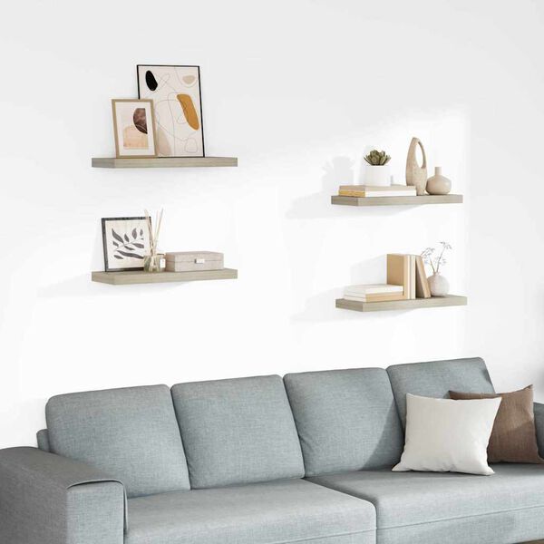 vidaXL &Eacute;tag&egrave;res murales flottantes 4 pcs ch&ecirc;ne 60x23,5x3,8 cm MDF