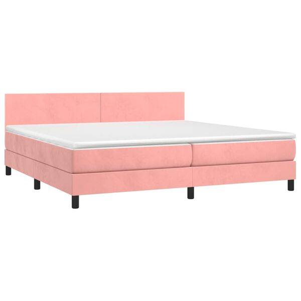 vidaXL Sommier &agrave; lattes de lit avec matelas LED Rose 200x200cm Velours