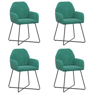 vidaXL Chaises de salle &agrave; manger 4 pc Velours Turquoise